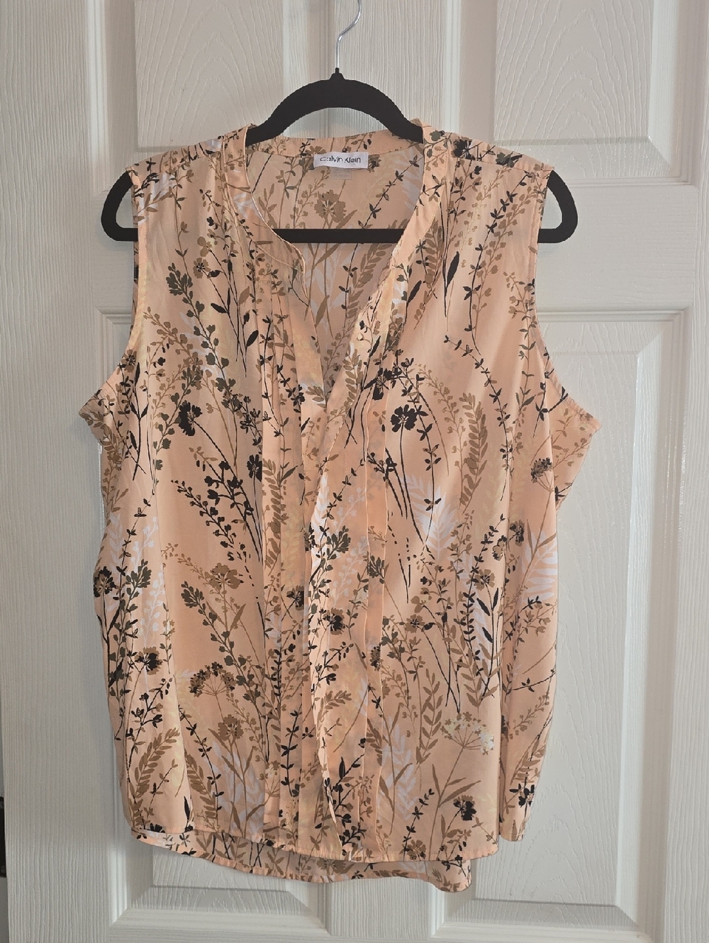 Calvin Klein‎ Peach Botanical Sleeveless Blouse